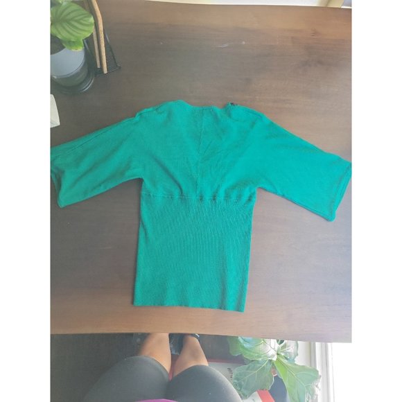 Style & Co petite. Vintage Beaded Blouse V-neck green size Medium - Picture 7 of 12